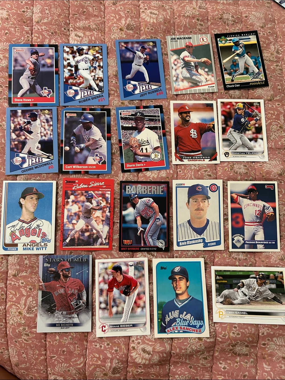 Vintage Baseball Card Lot of 85- Assorted Player Cards (Red, Blue, White)